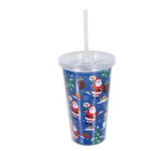 Christmas-Themed Double-Wall Plastic Tumblers with Lids, 14 oz. FREE SHI…
